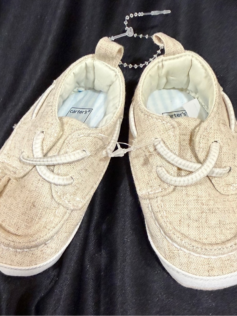 Carter's Neutral Beige Canvas Baby Slip-On Shoes 3-6 months